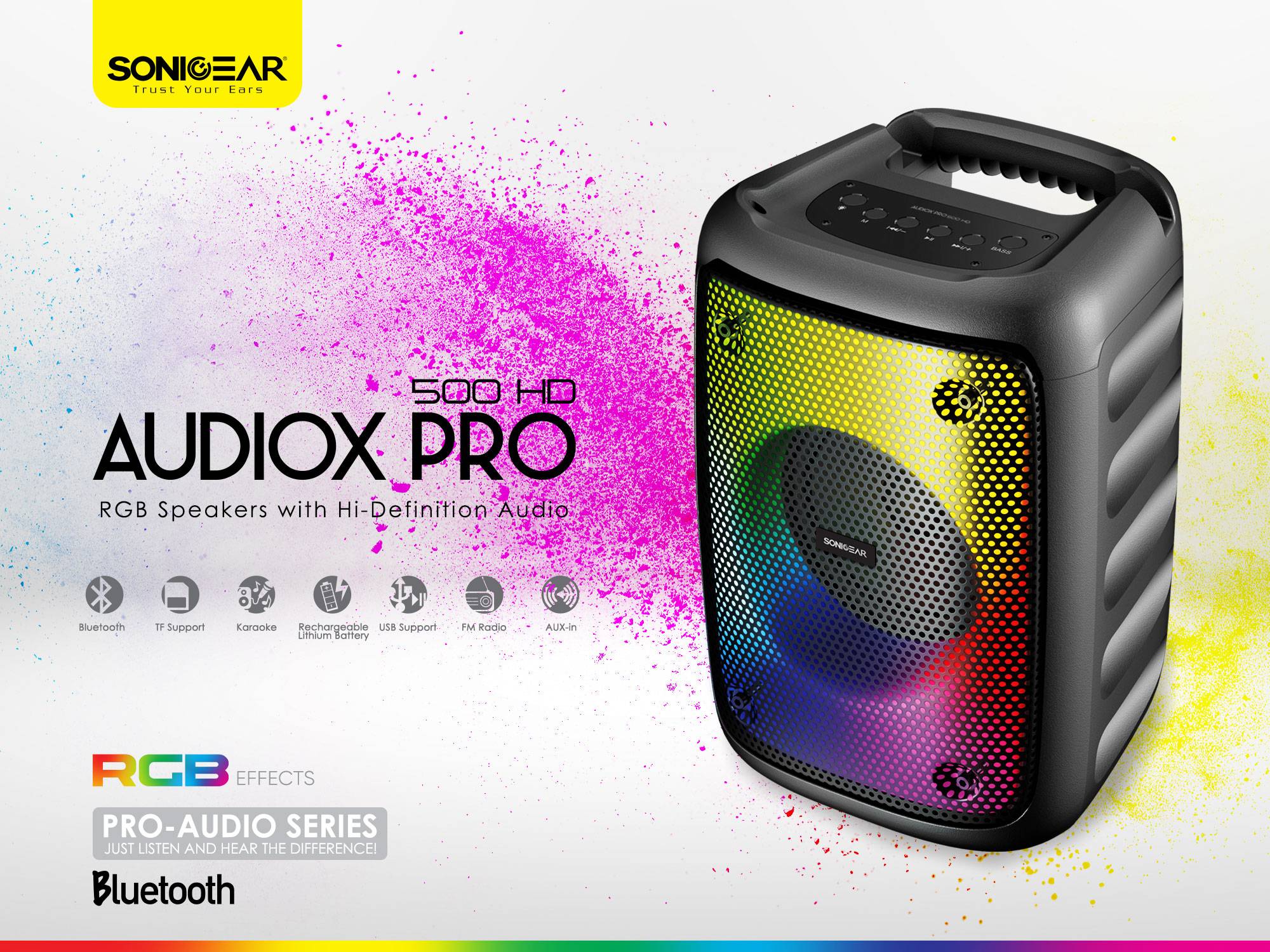 SonicGear AudioX Pro 500HD RGB Speaker HiDefinition Audio 1 Year Warranty